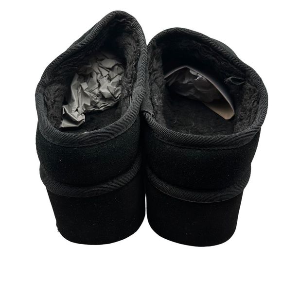 CUSHIONAIRE Women's Genuine Suede pull on platform boot 8 WIDE BLACK - Picture 5 of 7